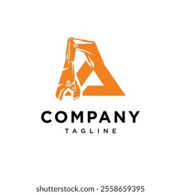 Letter A Metal Shear Excavator Logo Icon Vector