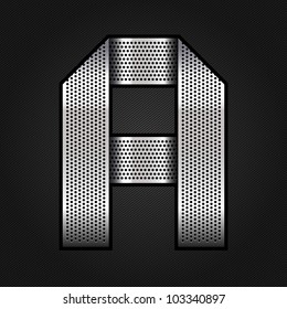 Letter metallic chromium ribbon - A, vector 10eps