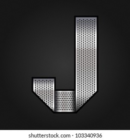 Letter metallic chromium ribbon - J, vector 10eps