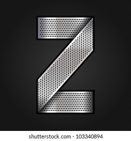 Letter metallic chromium ribbon - Z, vector 10eps