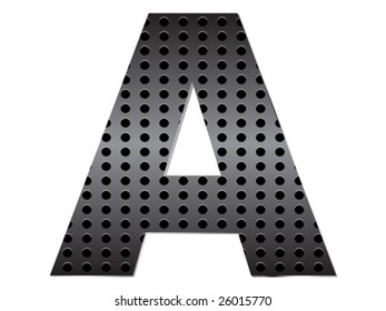 Letter A metallic texture vector illustration