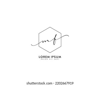 Letter MF Initial handwriting logo with signature and hand drawn style.
