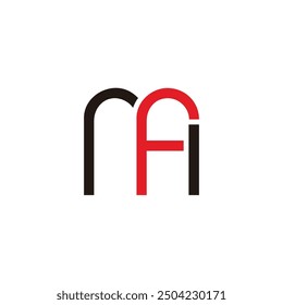 letter mf linked loop colorful simple logo vector 