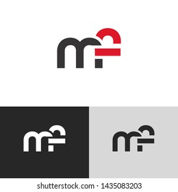 Letter mf linked lowercase logo design template elements. Red letter Isolated on black white grey background. Suitable for business, consulting group company.