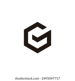 letter mg cube hexagon simple geometric line logo vector 