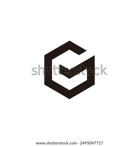 letter mg cube hexagon simple geometric line logo vector 