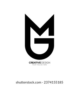 Letra Mg o Gm formas únicas iniciales modernas alfabeto tipografía abstracta logo monograma