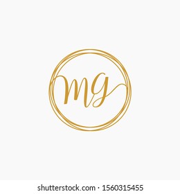 Plantilla del logotipo de la letra MG. Diseño creativo del logo de la moda, carta pareja , icono de belleza. Escritura a mano inicial o logotipo manuscrito para la identidad. Logo con estilo dibujado a mano. concepto bodas -vector