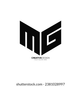 Letter Mg modern shapes alphabet flat creative unique monogram black logo