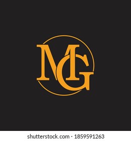letter mg overlap font flat geometric circle logo vector