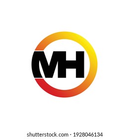 Letter MH circle logo design vector