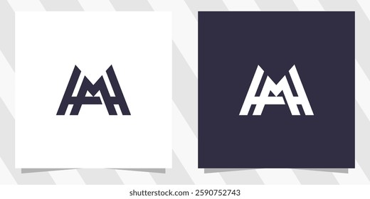 letter mh hm logo design vector