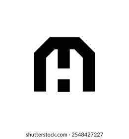Letter Mh or Hm negative space modern logo