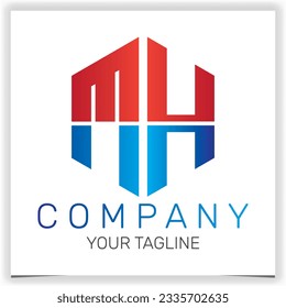 letra MH logotipo hexágono inicial icono premium elegante plantilla vectores 10