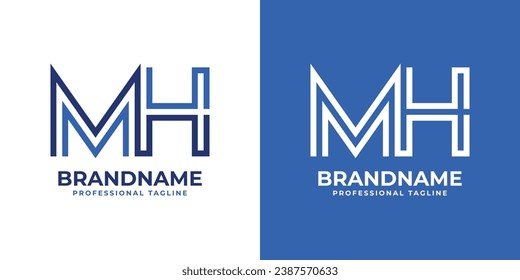 Letter MH Line Monogram Logo, suitable for business with MH or HM initials.