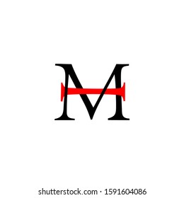 letter mh linked abstract colorful logo vector