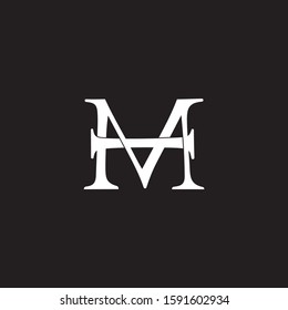 letter mh linked flat overlap logo vector