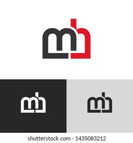 Letter mh linked lowercase logo design template elements. Red letter Isolated on black white grey background. Suitable for business, consulting group company.