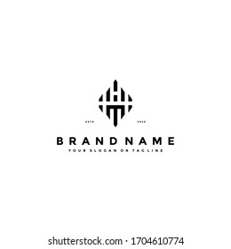 plantilla vectorial de diseño del logotipo de la carta MH