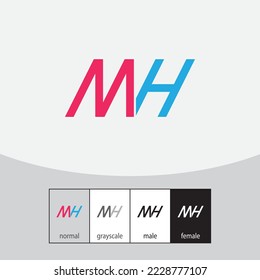 Vector de diseño del logo MH de la letra.