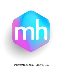 Letter MH logo in hexagon shape and colorful background, letter combination logo design for business and company identity.
