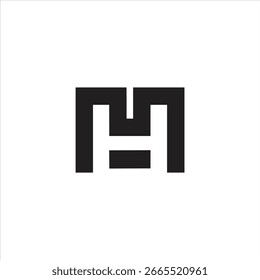 Letter MH monogram vector template and negative space H.