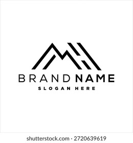 letter MH mountain logo design element vector template