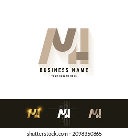 Letter MH or NH monogram logo with grid method design
