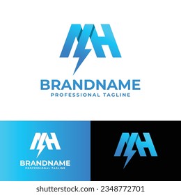 Letter MH Power Logo, suitable for any business with MH or HM initials.