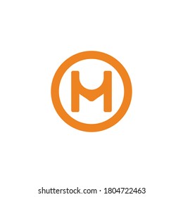 letter mh simple geometric circle logo vector