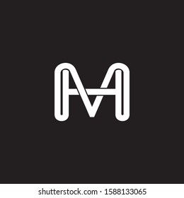 letter mh simple linked geometric line logo vector