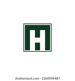 letter mh square outline geometric simple logo vector 
