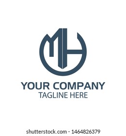 Letter MH stock logo, MH initial., flat design. technology logo