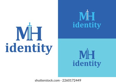 Letter MH with sword combination concept. Very suitable for symbol, logo, company name, brand name, personal name, icon and many more.