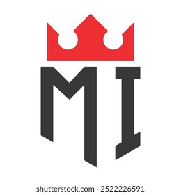 Letter MI Crown Logo. Crown on Letter MI Logo Design Template