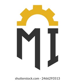 Letter MI Gear Logo Design for Service Center, Repair, Factory, Industrial, Digital and Mechanical Business