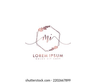 Letter MI Initial handwriting logo with signature and hand drawn style.