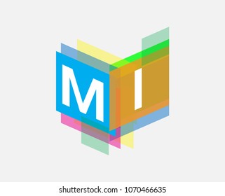 Letter MI logo with colorful geometric shape, letter combination logo design for creative industry, web, business and company.
