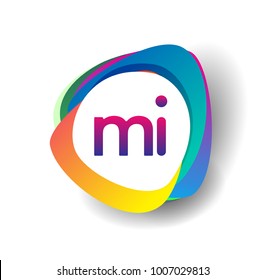 Letter MI logo with colorful splash background, letter combination logo design for creative industry, web, business and company.