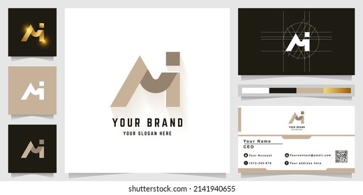 Letter Mi or Ni monogram logo with business card design