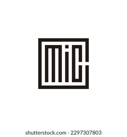Letter Mic in c, square geometric symbol simple logo vector
