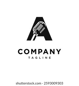 Letter A Microphone Logo Icon Vector