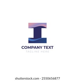 i letter minimal abstract wave shape logo design Unique Memorable business