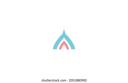 Letter A minimal logo dome mosque for illustration use