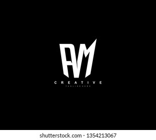 AM Letter Minimal Monogram Bold Cutting Edge Logotype