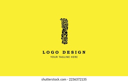 I letter minimal professional creative simple minimalist logo design with yellow template