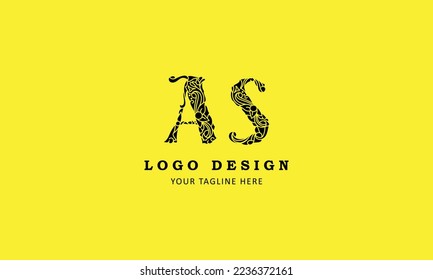 AS-Buchstabe minimale professionelle, einfache minimalistische Logo-Design mit gelber Vorlage