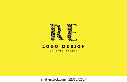 RE letter minimal professional creative simple minimalist logo design with yellow template
