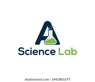 Letter A Minimal Science Lab Logo. Design for Science, Healthcare, Medical, Laboratory, Chemical and Nature Symbol.