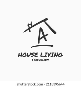 letra A diseño minimalista del logotipo del vector house del doodle